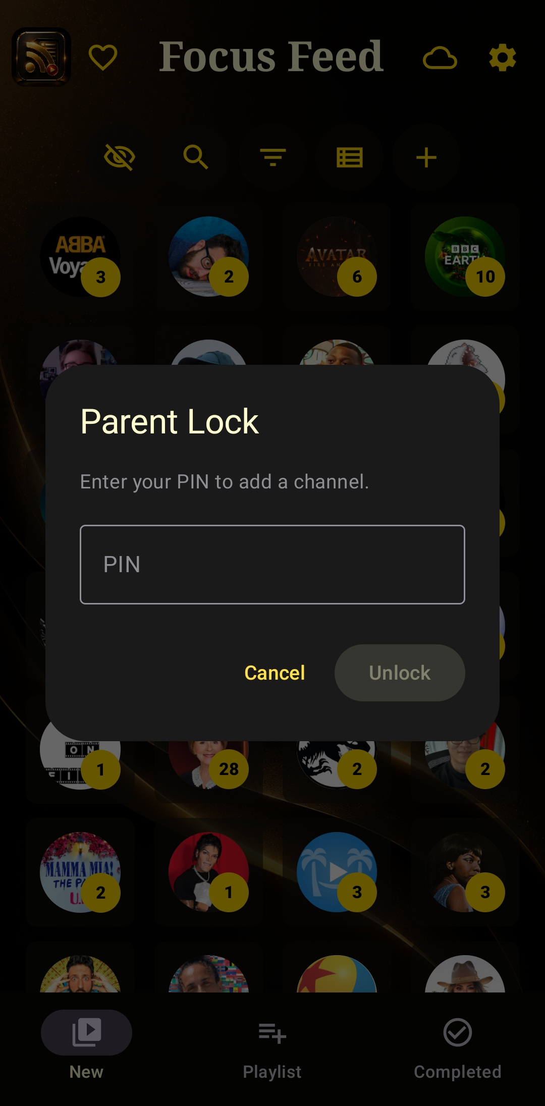 Parent Lock PIN prompt required to add a channel