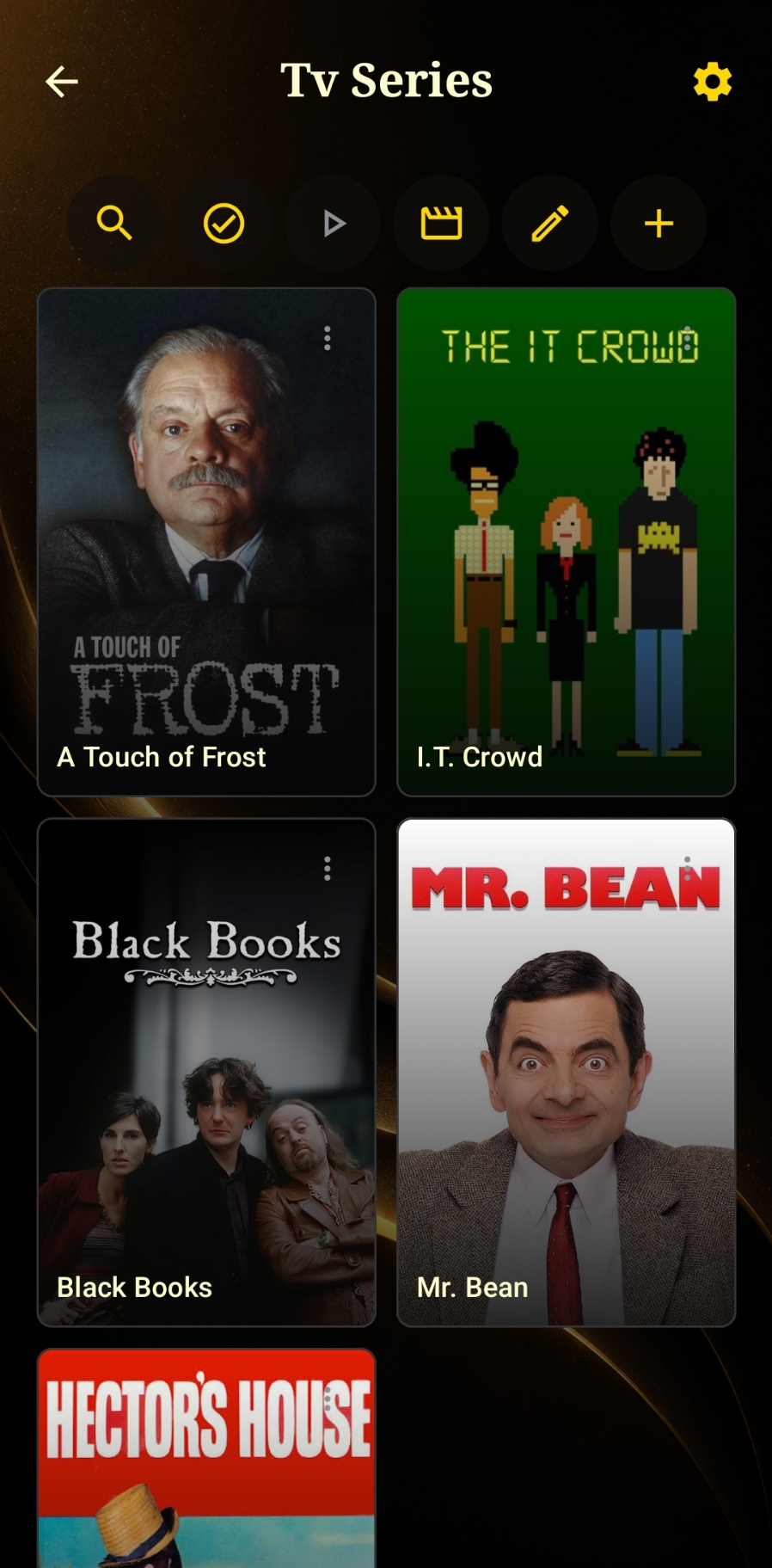 TV Series playlist showing show posters in a grid