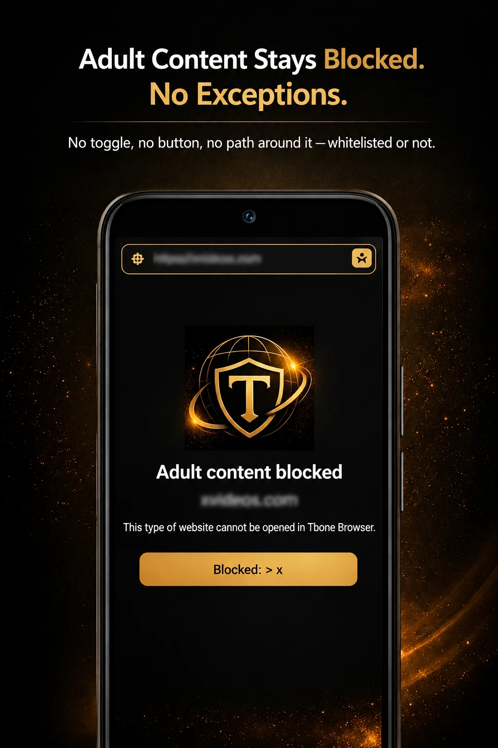 Adult content blocked screen with no bypass option